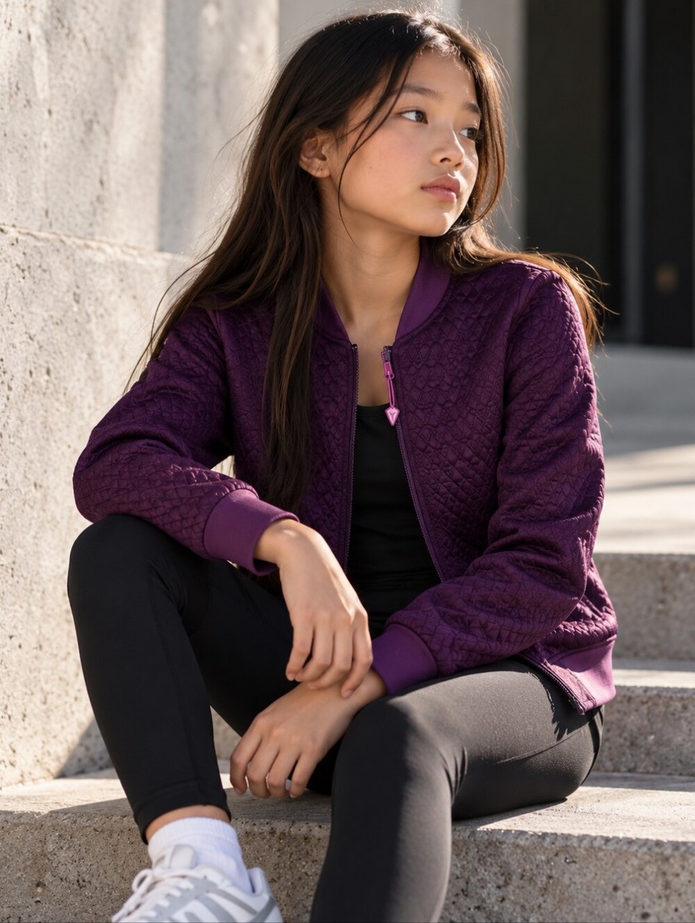 Ivivva by Lululemon Girls Size 12 Purple Quilted Full Zip Jacket Athletic